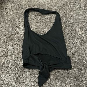 Black halter cropped top